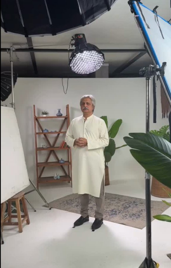 Behind the scenes on the finished Syngenta set, lit and ready to film